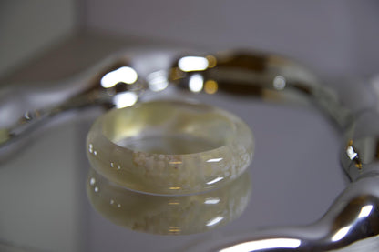 Flower Agate Bangle Bracelet: Polished Crystal Energy Healing Stone, 59mm