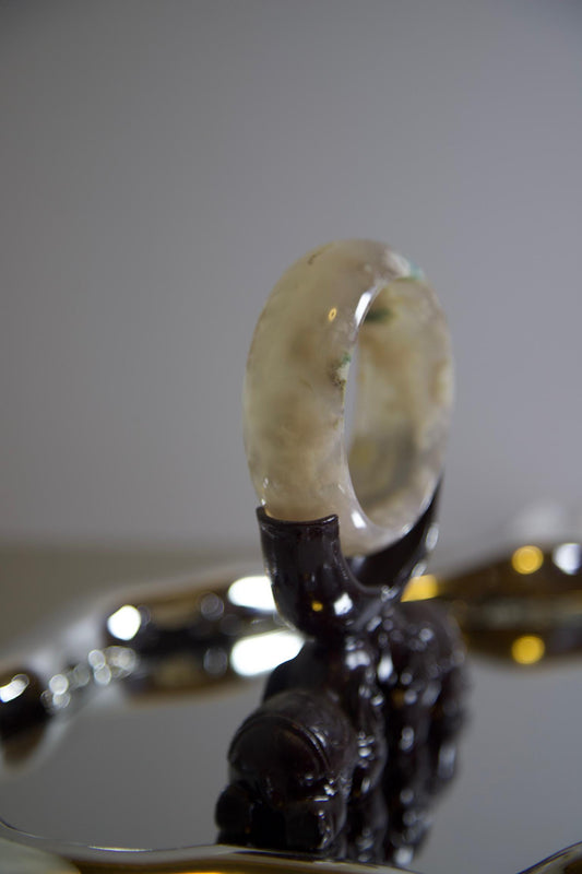 Flower Agate Bangle: Polished Healing Crystal Bracelet, Boho Jewelry