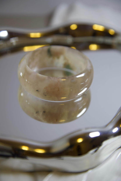 Flower Agate Bangle: Polished Healing Crystal Bracelet, Boho Jewelry