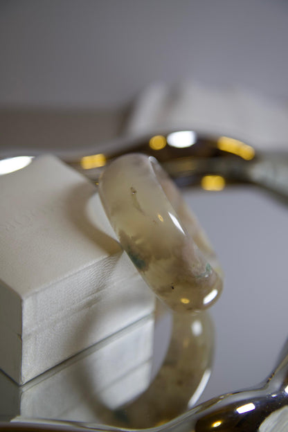 Flower Agate Bangle: Polished Healing Crystal Bracelet, Boho Jewelry