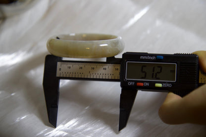 Yellow & White Jade Bangle Bracelet: Genuine Stone Amulet (51mm