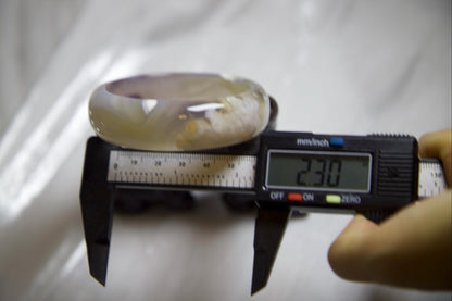 Flower Agate Bangle & Display Stone Set: Pink Purple Moss Inclusions