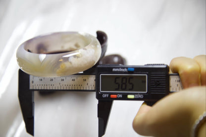 Flower Agate Bangle & Display Stone Set: Pink Purple Moss Inclusions
