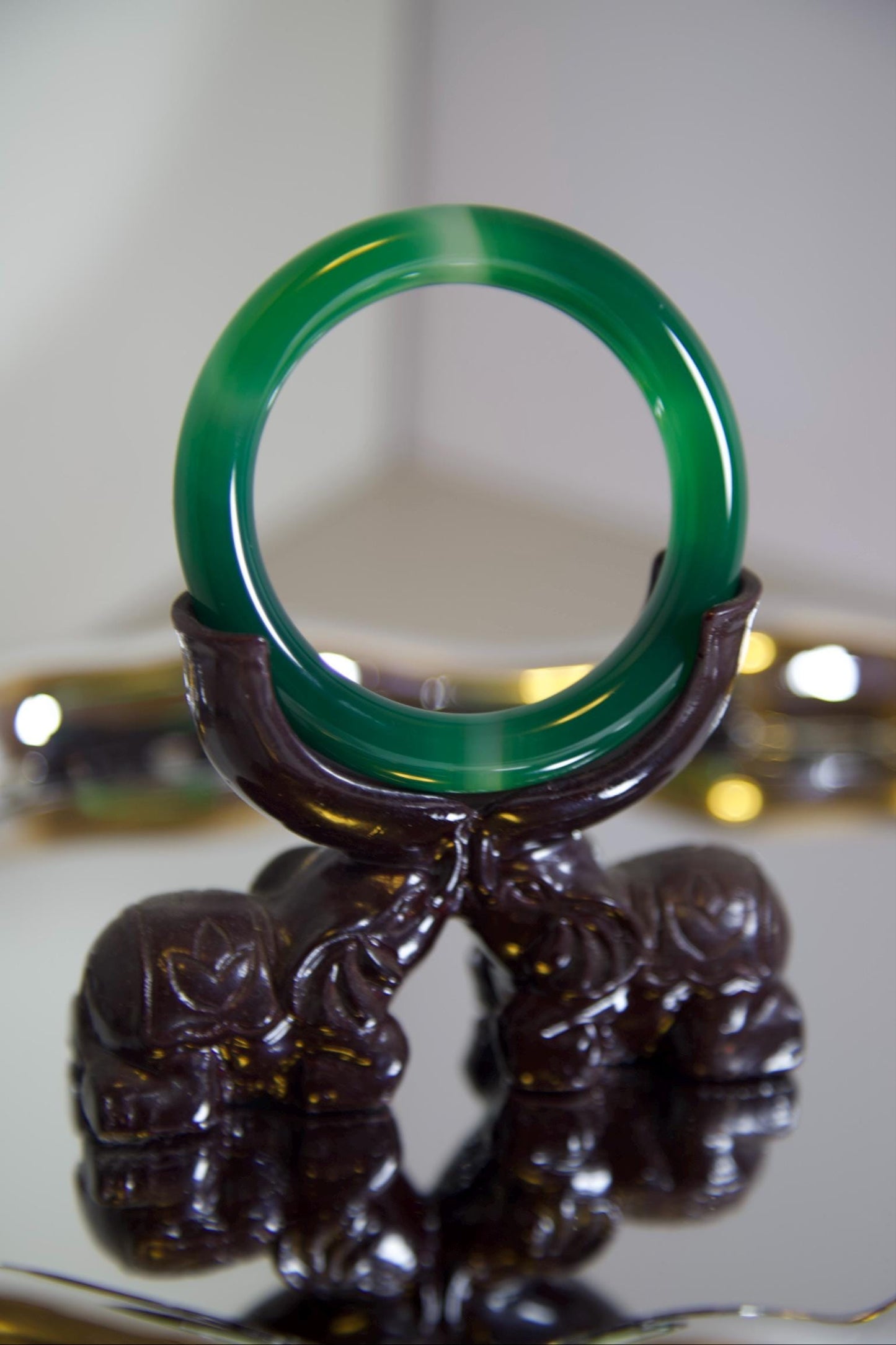 Green Banded Agate Bangle Bracelet: Polished Minimalist Stone Jewelry