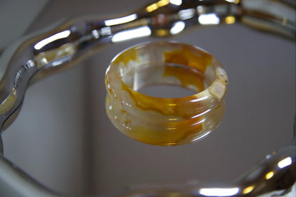 Orange Agate Bangle Bracelet: Earthy Boho Healing Jewelry, 59mm