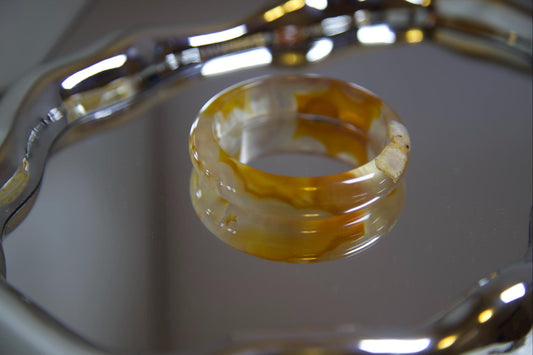 Orange Agate Bangle Bracelet: Earthy Boho Healing Jewelry, 59mm