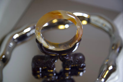 Orange Agate Bangle Bracelet: Earthy Boho Healing Jewelry, 59mm