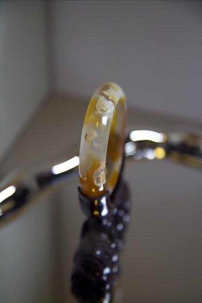 Orange Agate Bangle Bracelet: Earthy Boho Healing Jewelry, 59mm