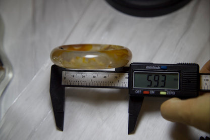 Orange Agate Bangle Bracelet: Earthy Boho Healing Jewelry, 59mm