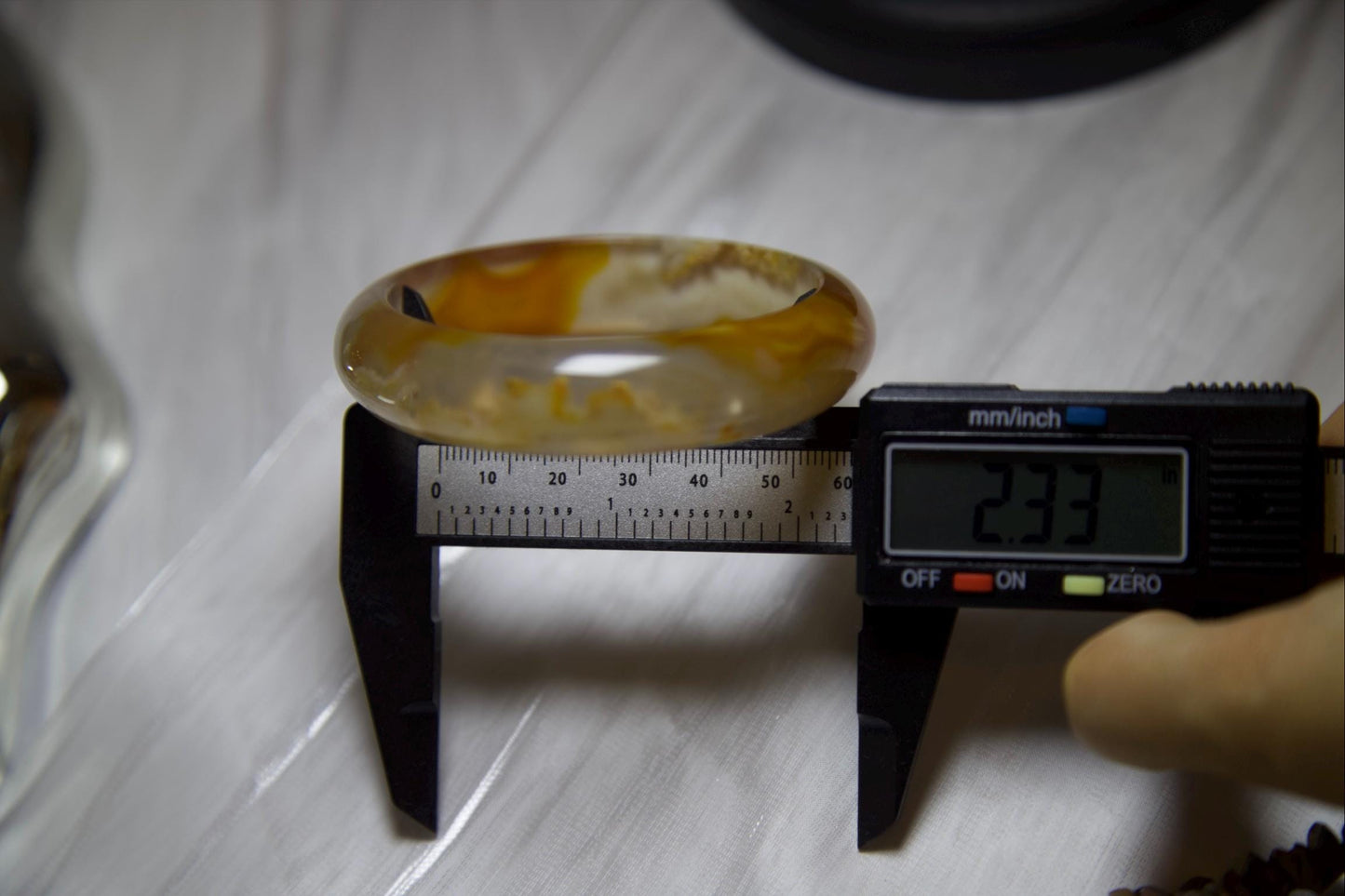 Orange Agate Bangle Bracelet: Earthy Boho Healing Jewelry, 59mm