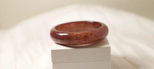 Red-Brown Crystal Bangle Bracelet: Minimalist Gemstone Statement Jewelry
