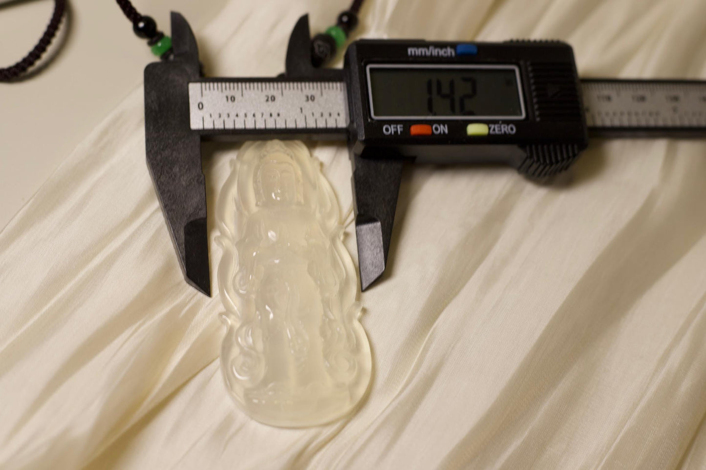 Hand-Carved Kwan Yin Jade Pendant: Spiritual Protection Amulet