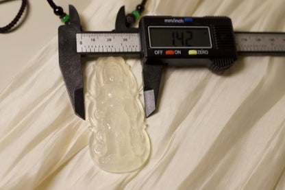 Hand-Carved Kwan Yin Jade Pendant: Spiritual Protection Amulet