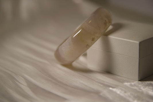 Chunky Agate Bangle Bracelet: Handmade Stone Jewelry, Cloudy Crystal