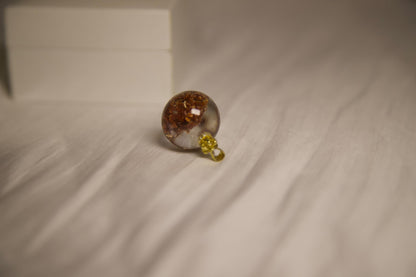 Resin Globe Pendant Necklace: Gold Crown Cap, Natural Elements