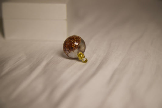 Resin Globe Pendant Necklace: Gold Crown Cap, Natural Elements