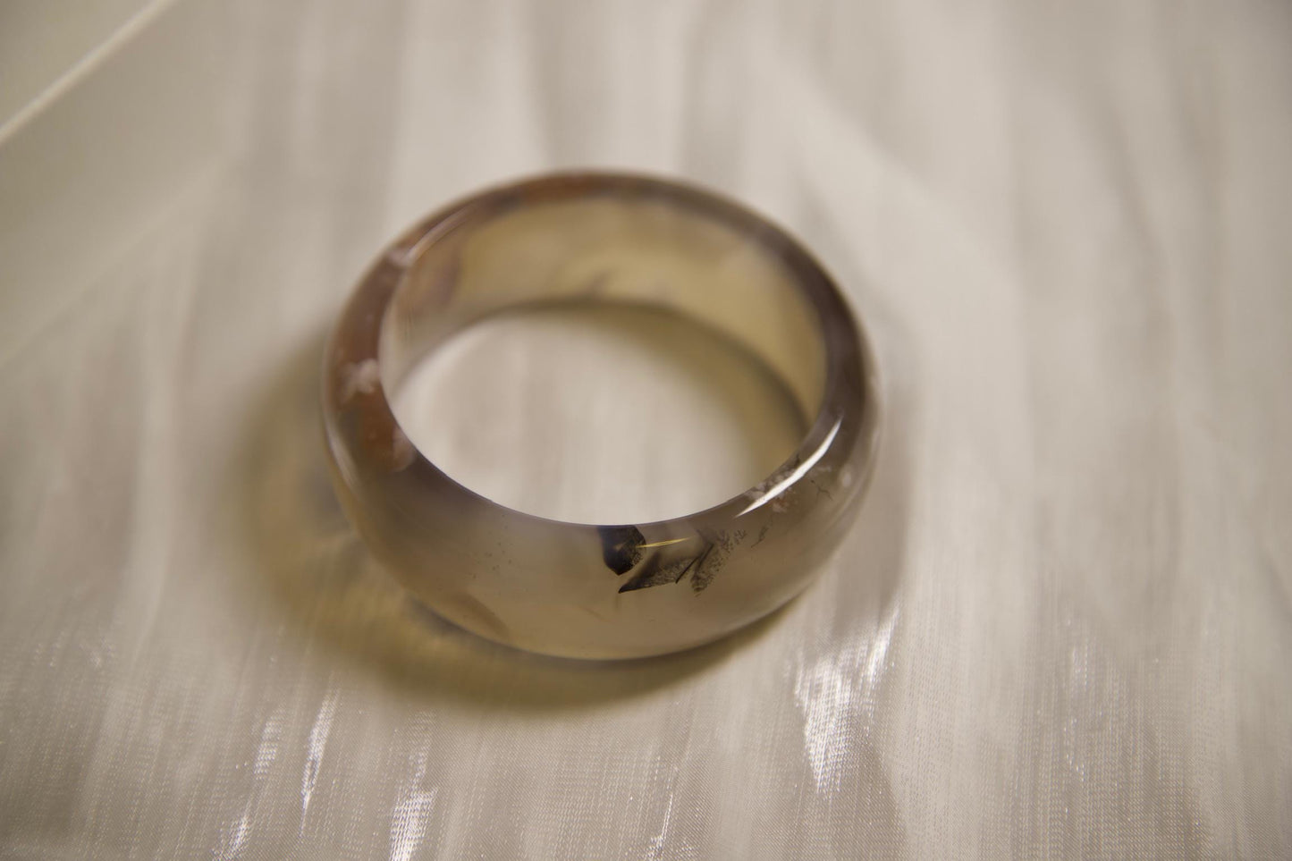 Flower Agate Bangle: Polished Stone Bracelet, Natural Crystal Jewelry