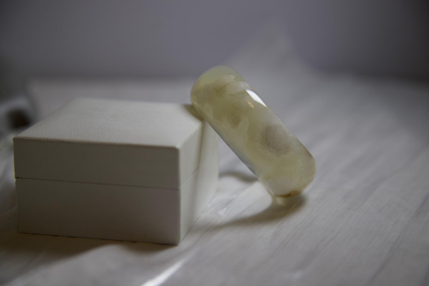 Natural Jadeite Bangle Bracelet: Pale Green Gemstone Jewelry (2.44 inch Diameter