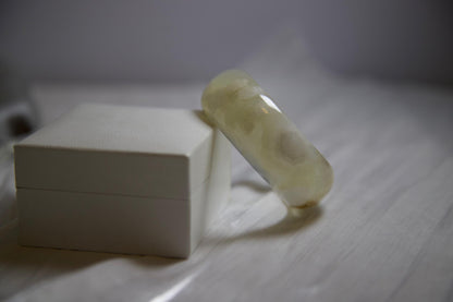 Natural Jadeite Bangle Bracelet: Pale Green Gemstone Jewelry (2.44 inch Diameter