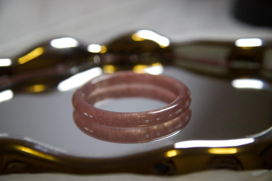 Rose Jadeite Bangle: Slim Polished Gemstone Bracelet (2.22inch Diameter)