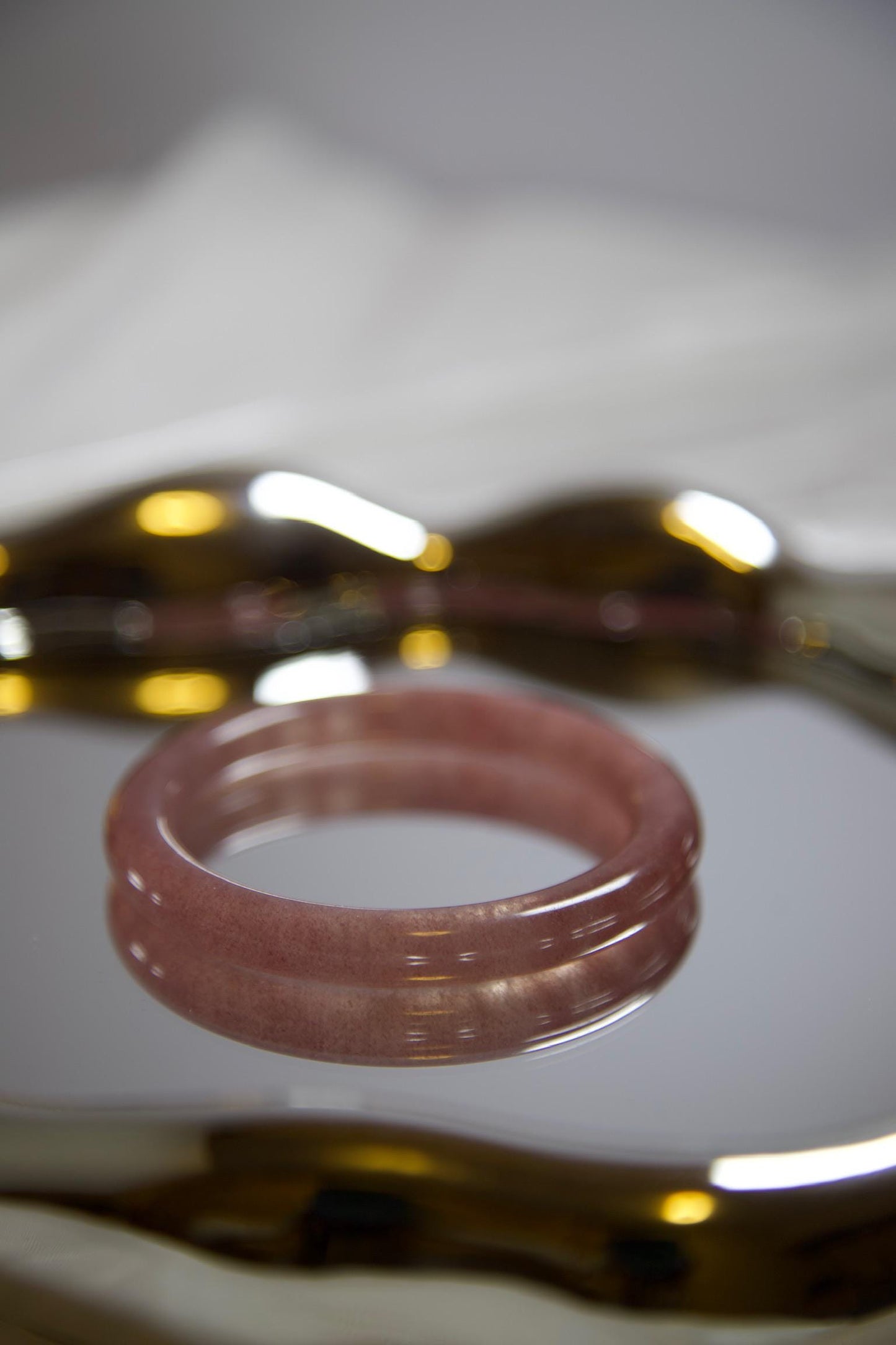 Rose Jadeite Bangle: Slim Polished Gemstone Bracelet (2.22inch Diameter)