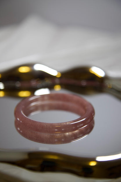 Rose Jadeite Bangle: Slim Polished Gemstone Bracelet (2.22inch Diameter)