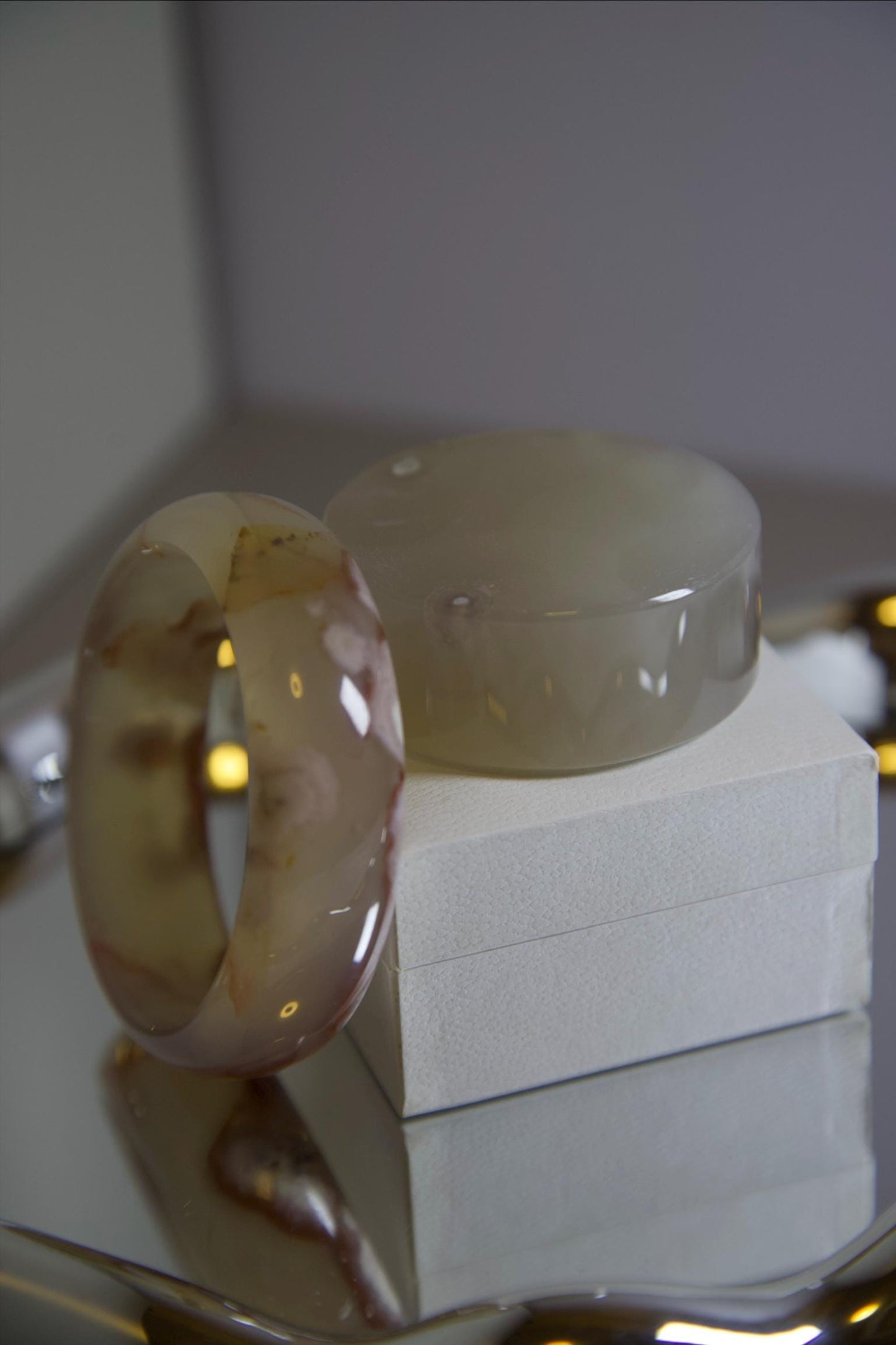 Natural Agate Stone Bangle • Cream Pink Gemstone Bracelet • Hand-Carved Crystal Jewelry • 62.3mm Polished Agate Bangle for Healing & Gift