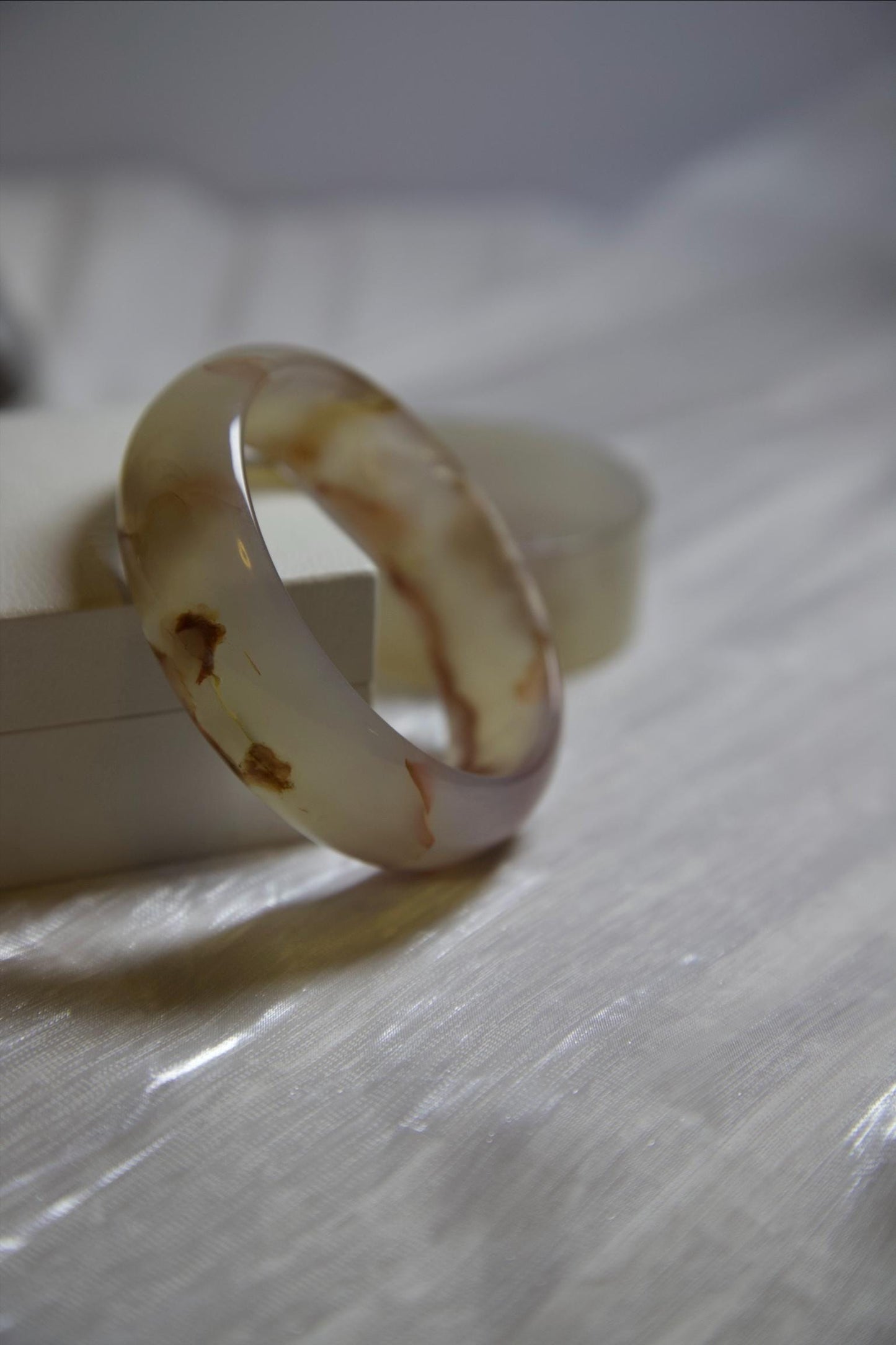 Natural Agate Stone Bangle • Cream Pink Gemstone Bracelet • Hand-Carved Crystal Jewelry • 62.3mm Polished Agate Bangle for Healing & Gift