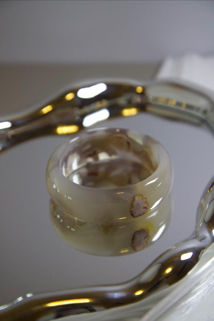 Natural Agate Stone Bangle • Hand-Carved Gemstone Bracelet • Polished Crystal Jewelry • 59-60mm Agate Bangle for Healing, Balance & Gift