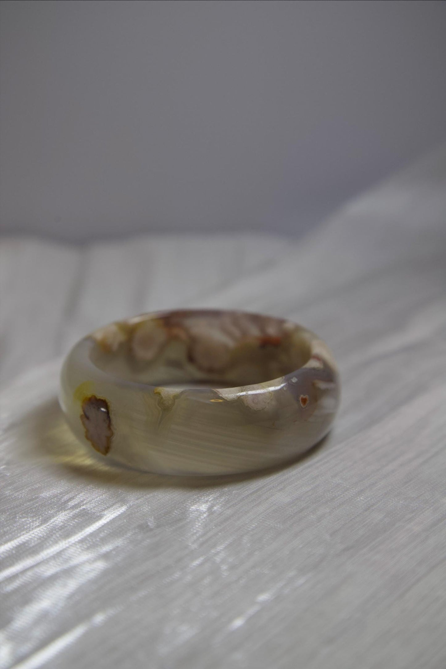 Natural Agate Stone Bangle • Hand-Carved Gemstone Bracelet • Polished Crystal Jewelry • 59-60mm Agate Bangle for Healing, Balance & Gift