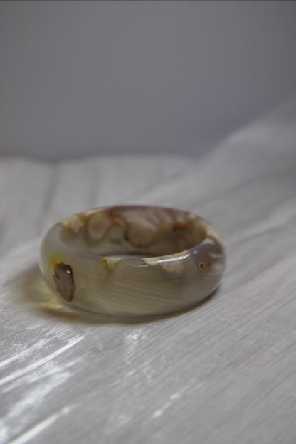 Natural Agate Stone Bangle • Hand-Carved Gemstone Bracelet • Polished Crystal Jewelry • 59-60mm Agate Bangle for Healing, Balance & Gift