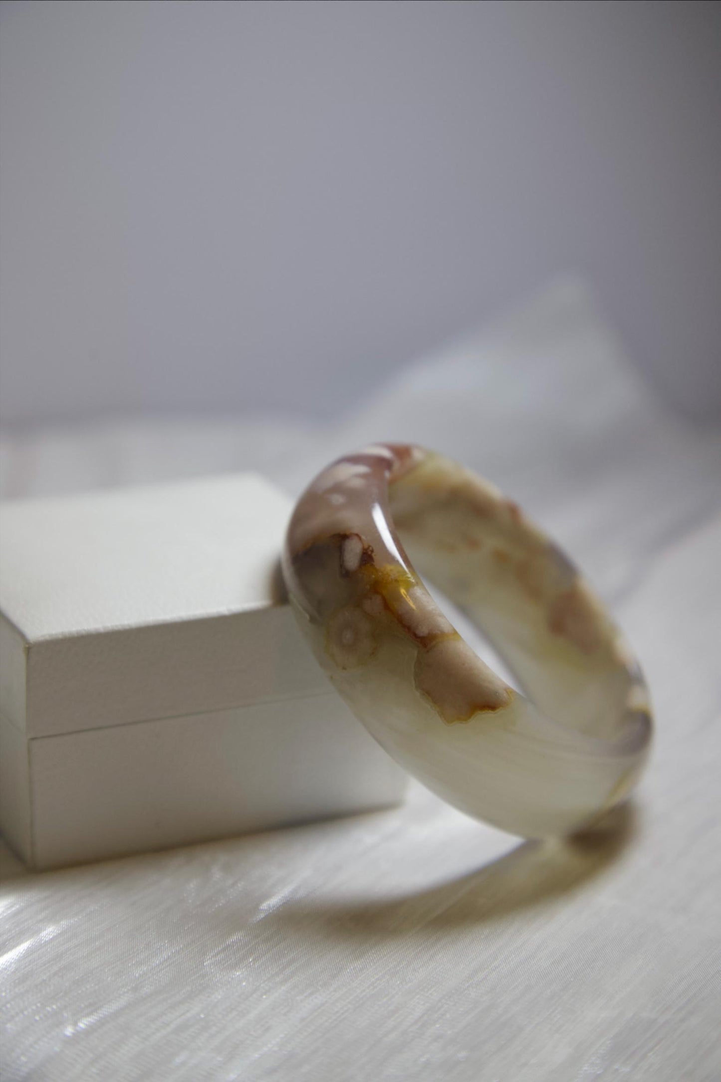 Natural Agate Stone Bangle • Hand-Carved Gemstone Bracelet • Polished Crystal Jewelry • 59-60mm Agate Bangle for Healing, Balance & Gift