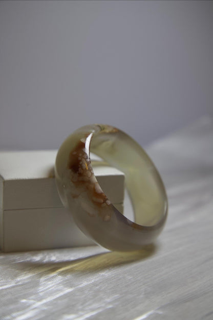 Natural Agate Stone Bangle • Hand-Carved Gemstone Bracelet • Polished Crystal Jewelry • 59-60mm Agate Bangle for Healing, Balance & Gift