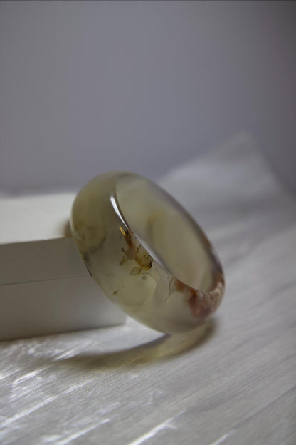 Natural Agate Stone Bangle • Hand-Carved Gemstone Bracelet • Polished Crystal Jewelry • 59-60mm Agate Bangle for Healing, Balance & Gift