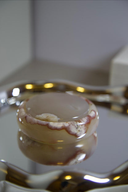 Natural Agate Stone Bangle • Cream Pink Gemstone Bracelet • Hand-Carved Crystal Jewelry • 62.3mm Polished Agate Bangle for Healing & Gift