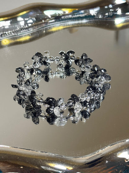 Black Rutilated Quartz Bracelet • Natural Healing Crystal Jewelry • Protection & Energy Balance Stone • Handmade Gemstone Bracelet Gift