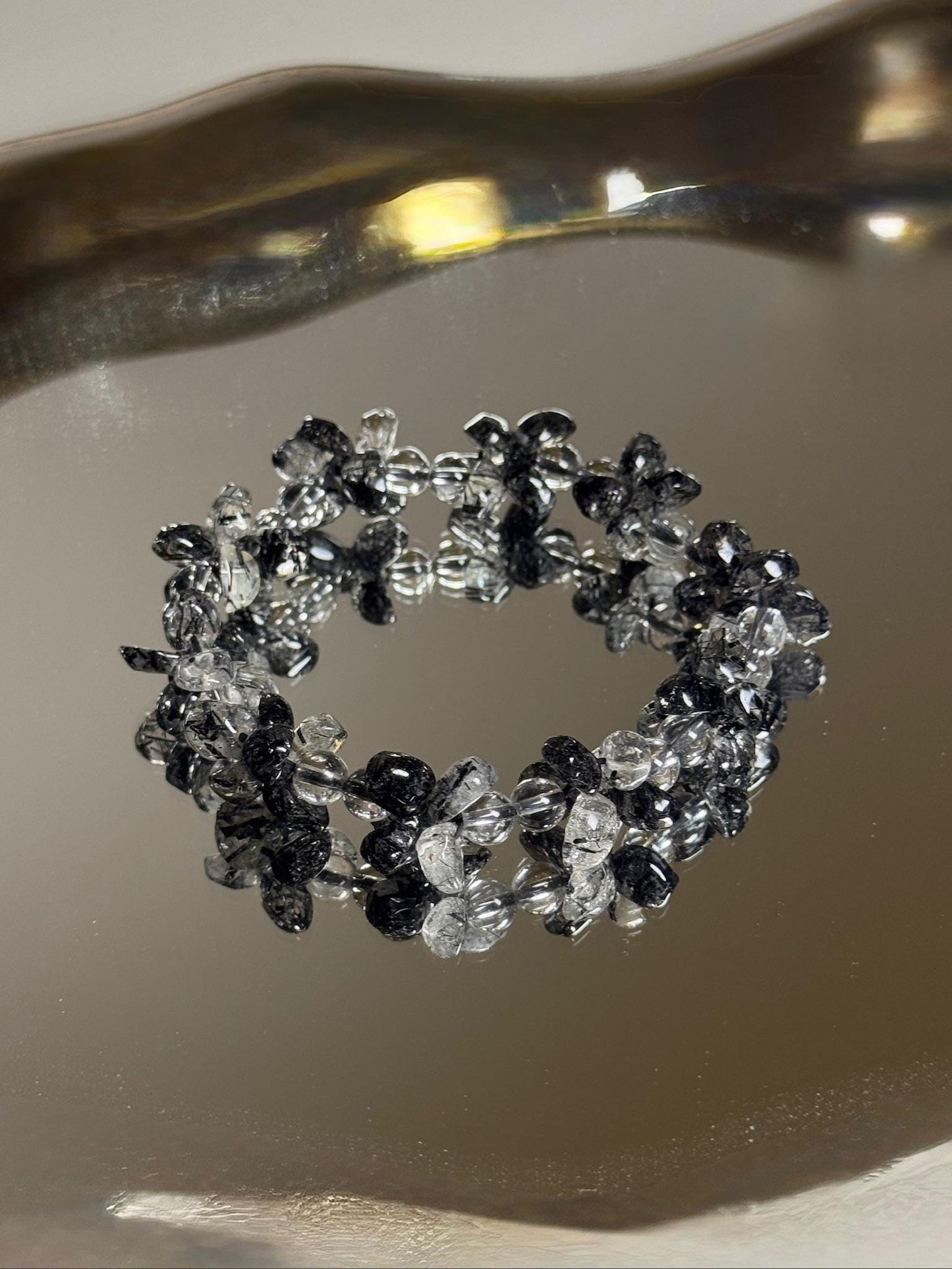 Black Rutilated Quartz Bracelet • Natural Healing Crystal Jewelry • Protection & Energy Balance Stone • Handmade Gemstone Bracelet Gift