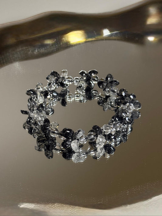 Black Rutilated Quartz Bracelet • Natural Healing Crystal Jewelry • Protection & Energy Balance Stone • Handmade Gemstone Bracelet Gift