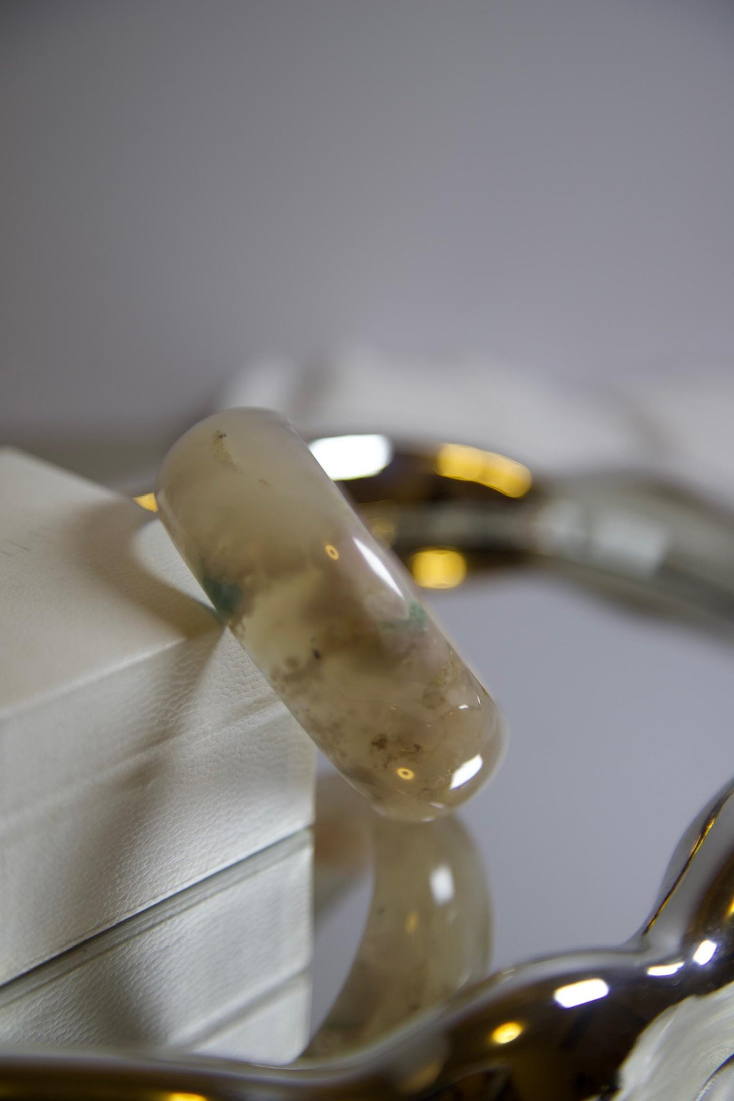 Flower Agate Bangle: Polished Healing Crystal Bracelet, Boho Jewelry