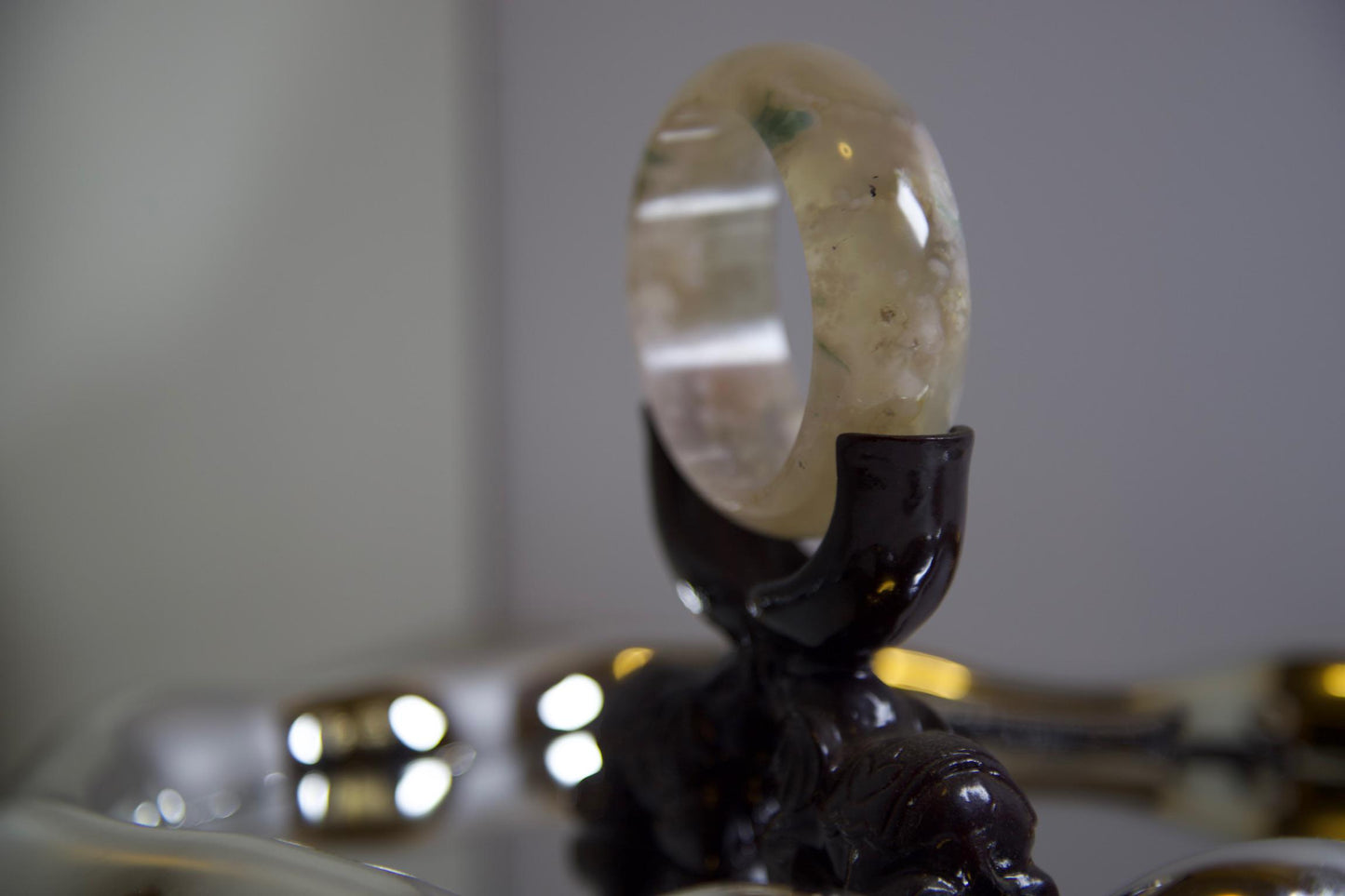 Flower Agate Bangle: Polished Healing Crystal Bracelet, Boho Jewelry