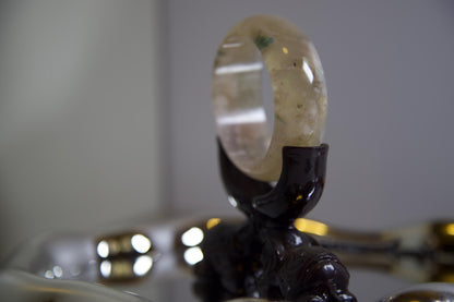 Flower Agate Bangle: Polished Healing Crystal Bracelet, Boho Jewelry