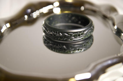 Hand-Carved Dark Green Jade Bangle • Dragon Motif Unisex Bracelet • Natural Jade Stone Jewelry for Protection, Strength & Spiritual Gift