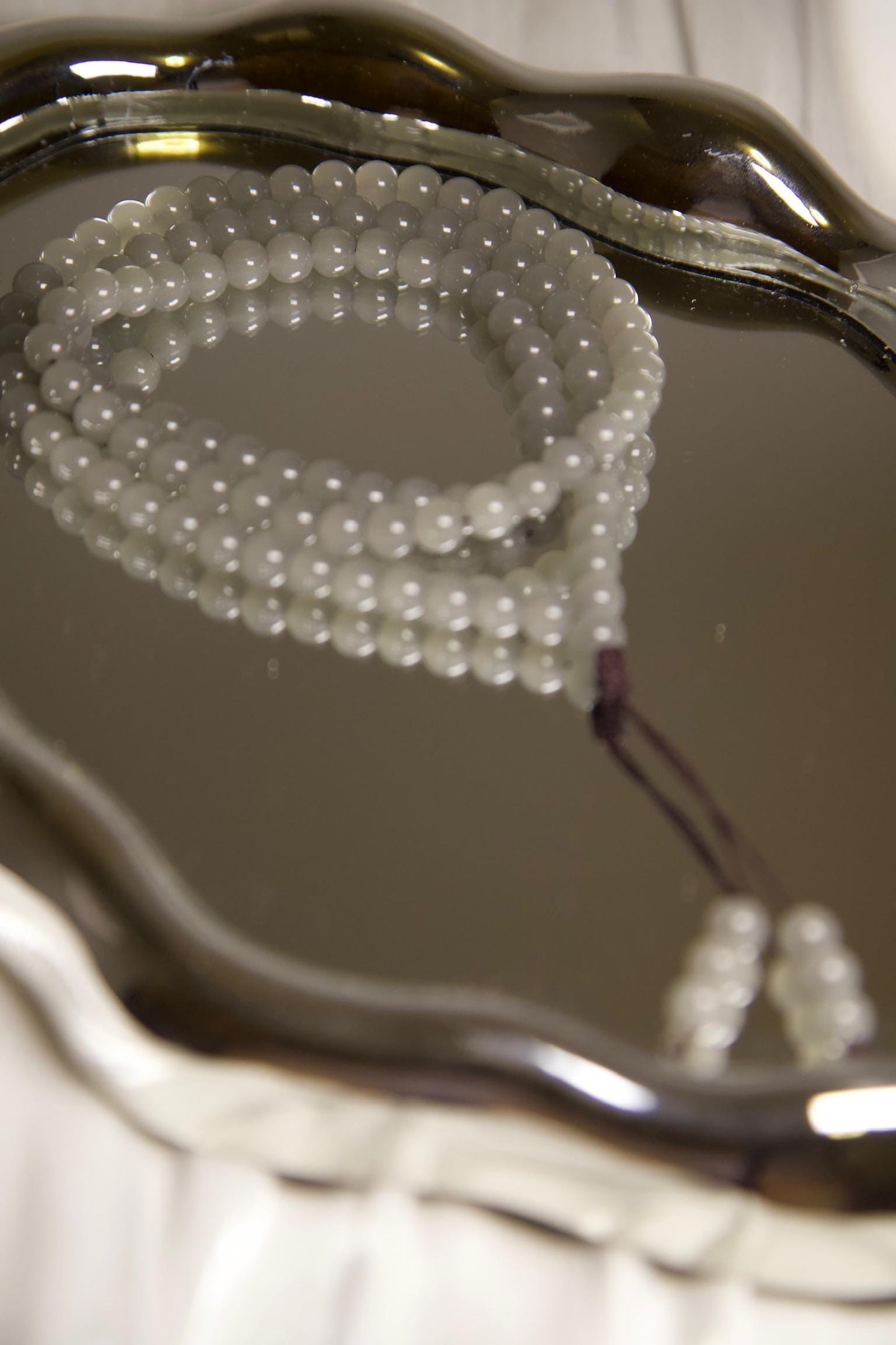 Gray Jade Mala Bead Necklace • Hand-Knotted Meditation Prayer Beads • Natural Gemstone Mala for Yoga, Mindfulness, Healing & Spiritual Gift