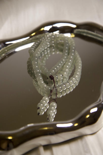 Light Green Jade Mala Necklace • Natural Gemstone Prayer Beads • Buddhist Meditation Necklace • Healing Crystal Jewelry  Boho Spiritual Gift