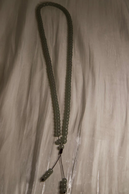 Light Green Jade Mala Necklace • Natural Gemstone Prayer Beads • Buddhist Meditation Necklace • Healing Crystal Jewelry  Boho Spiritual Gift
