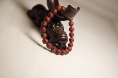 Cinnabar Beaded Bracelet • Hand-Carved Red Crystal Jewelry • Protection & Luck Charm • Feng Shui Beaded Bracelet • Spiritual Healing Gift