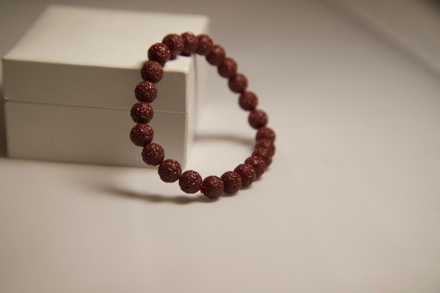 Cinnabar Beaded Bracelet • Hand-Carved Red Crystal Jewelry • Protection & Luck Charm • Feng Shui Beaded Bracelet • Spiritual Healing Gift