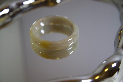Yellow & White Jade Bangle Bracelet: Genuine Stone Amulet (51mm