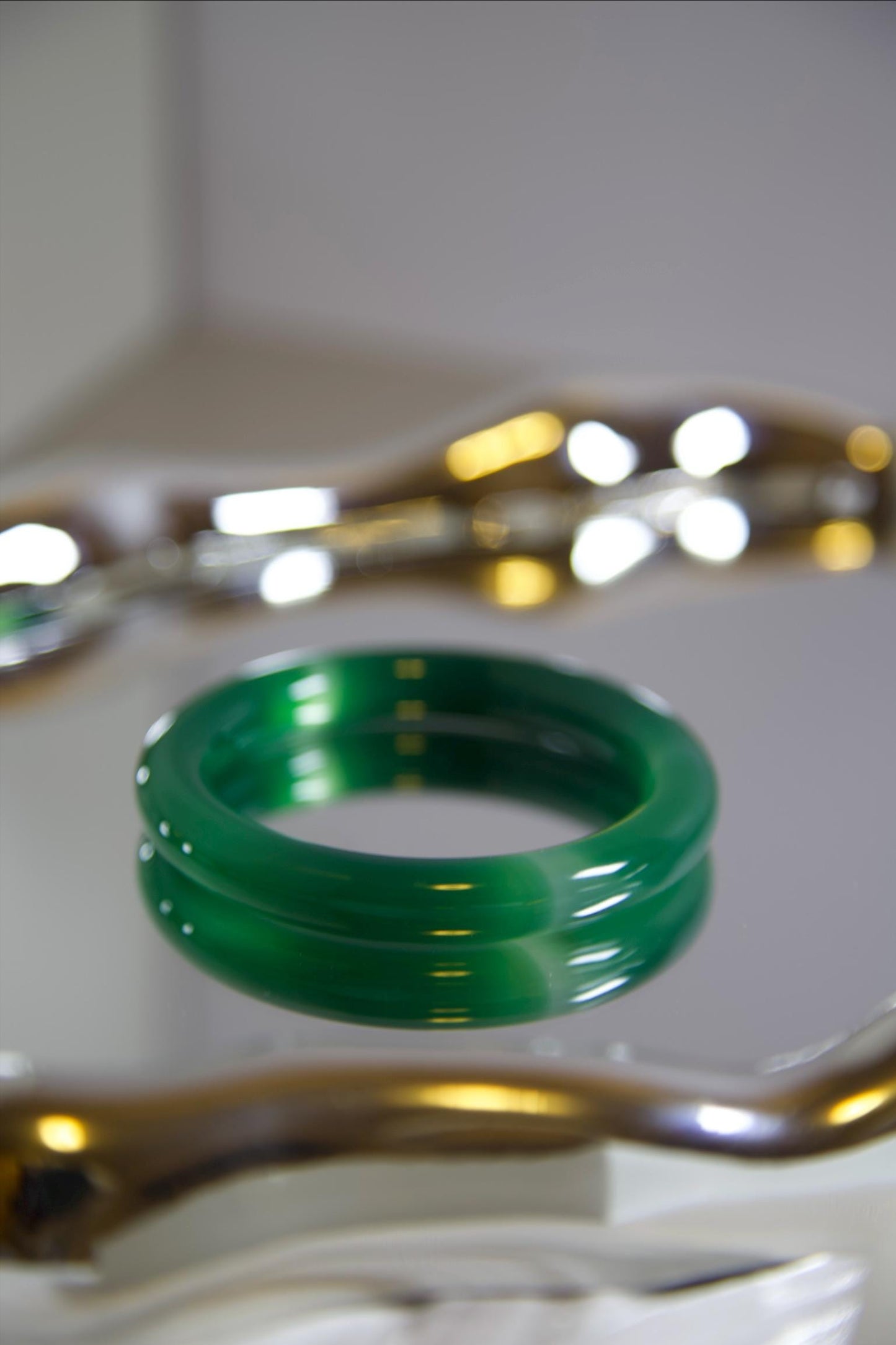 Green Banded Agate Bangle Bracelet: Polished Minimalist Stone Jewelry