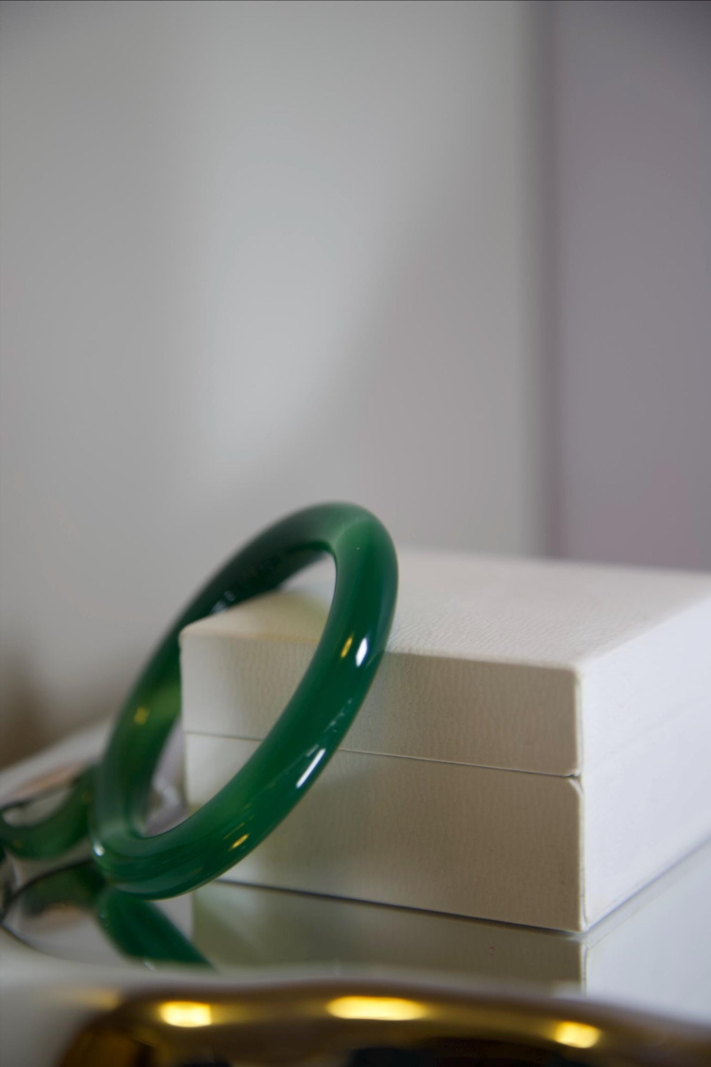Green Banded Agate Bangle Bracelet: Polished Minimalist Stone Jewelry